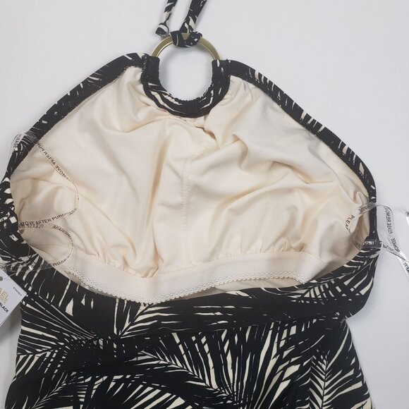Michael Kors Black Sonoran Palm Logo Ring Halter One-Piece Swimsuit Size 8 NWT - Picture 12 of 16